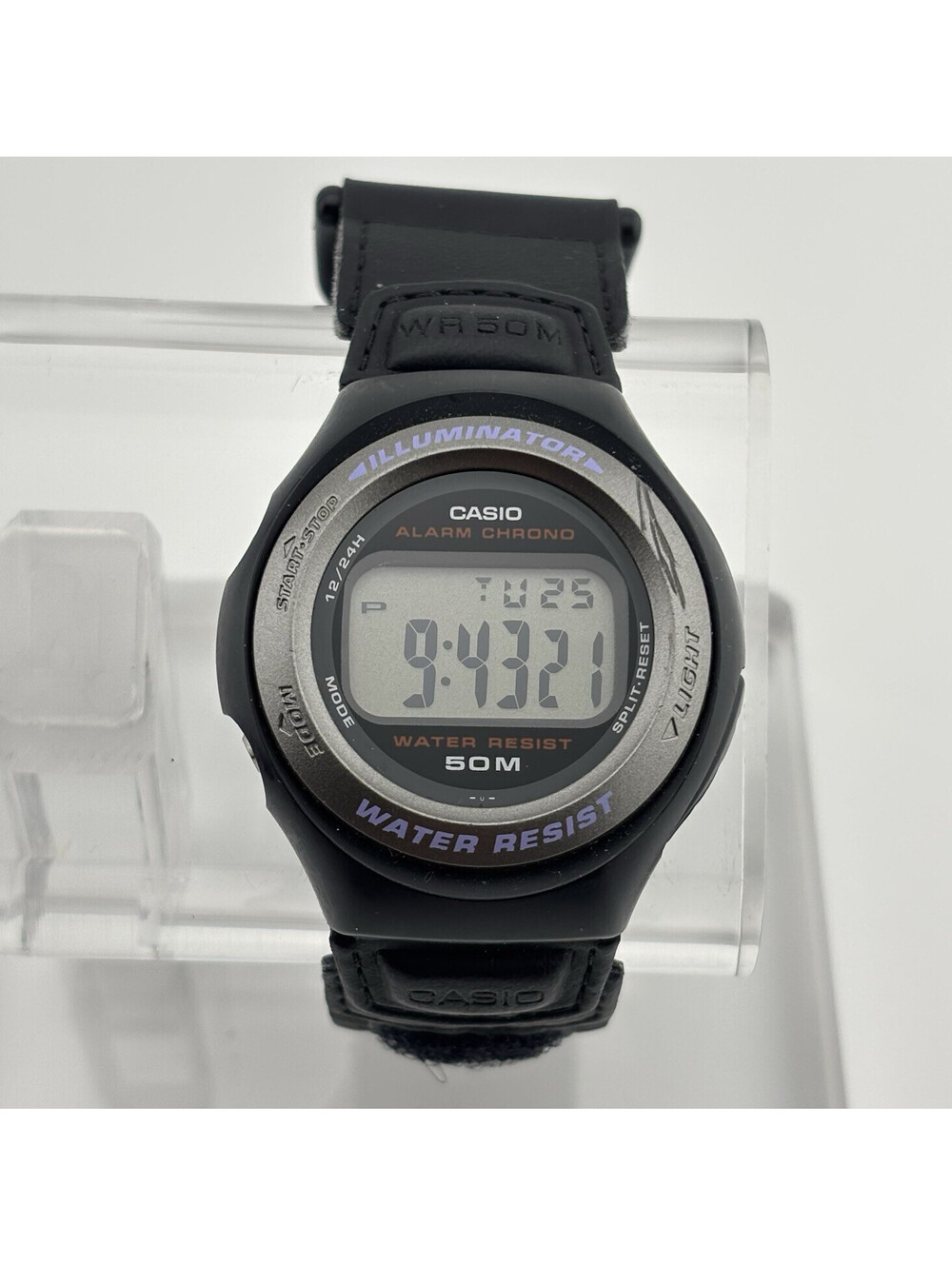 Vintage Casio W-57 Black Illuminator Digital Alarm Chrono Watch 40mm